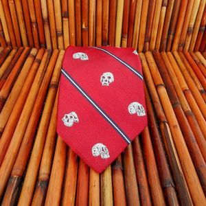 VINTAGE ANATOMICAL Skeleton Heads & Stripes Red Tie for Dr. Leakey Kenya Museum